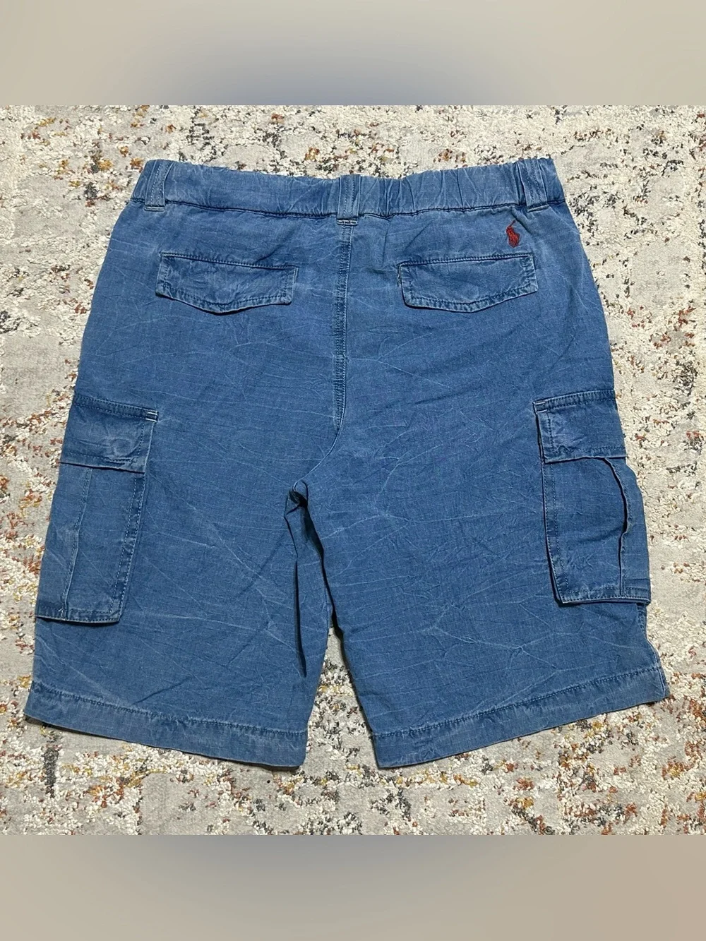 Polo Ralph Lauren red pony Drawstring Denim Cargo Shorts boys size 18